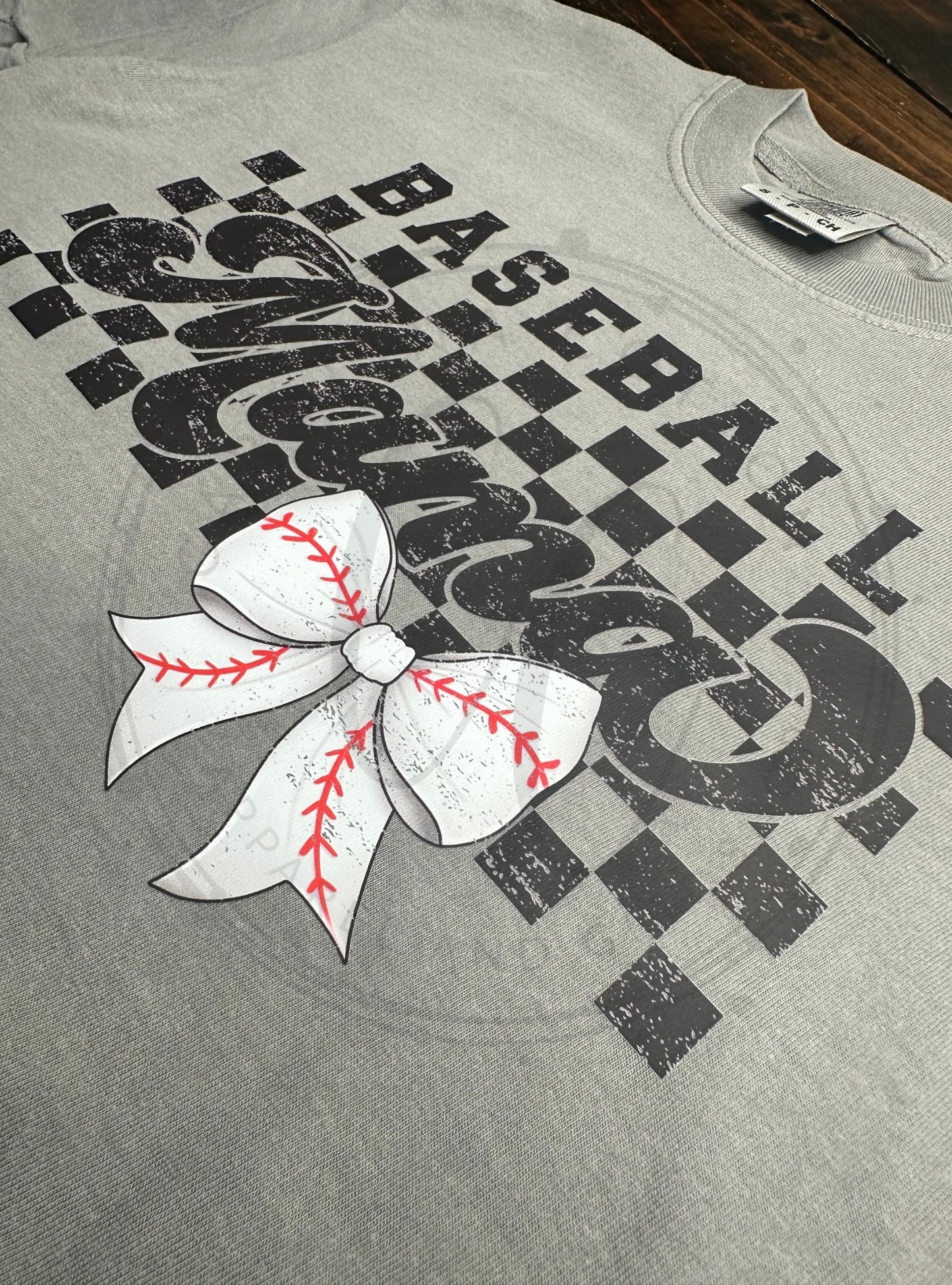 Baseball Mama Bow Grey Tee