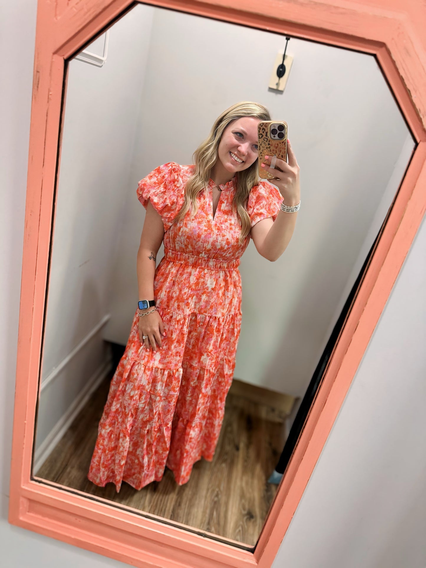 Lana 2.0 Dress - Orange/Pink Floral