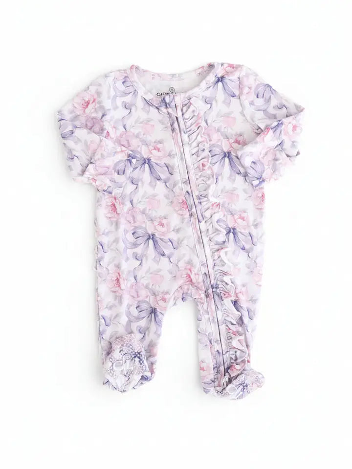 Leighton's Lavender Ruffle Zipper Footie