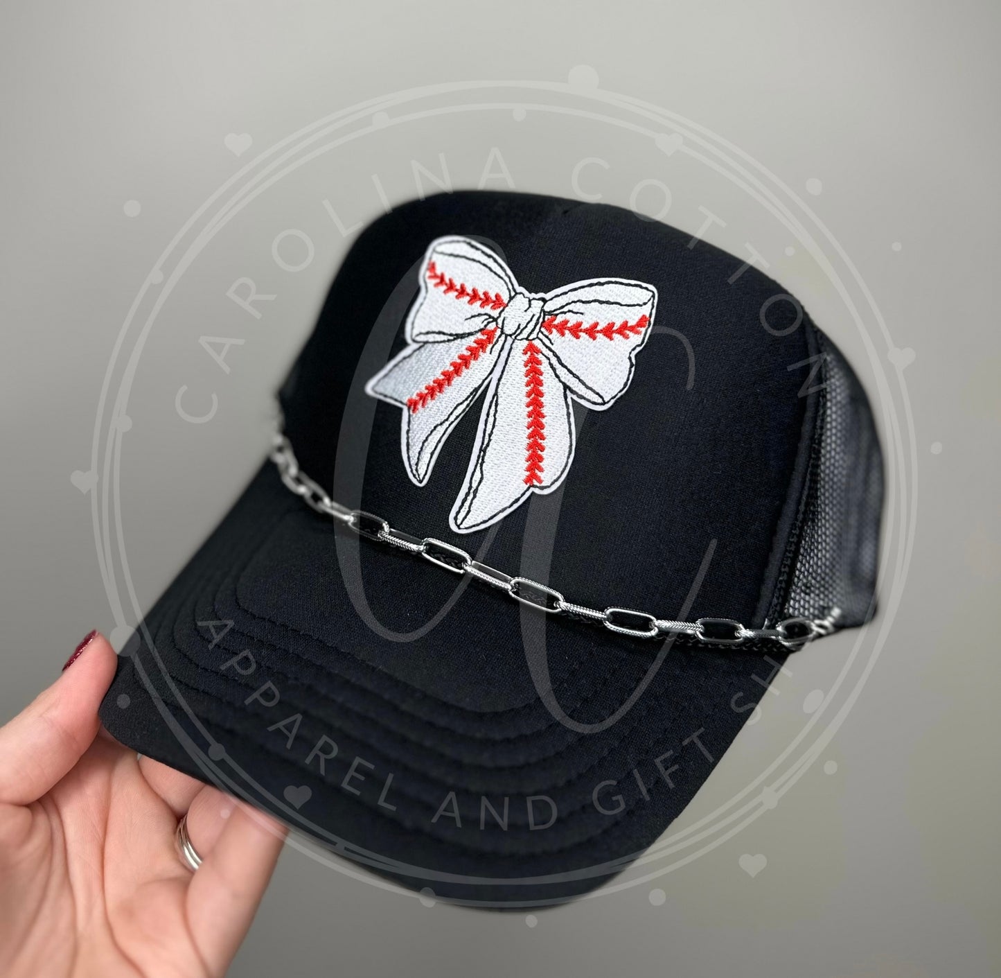 Baseball Bow-Chain-Black Trucker Hat