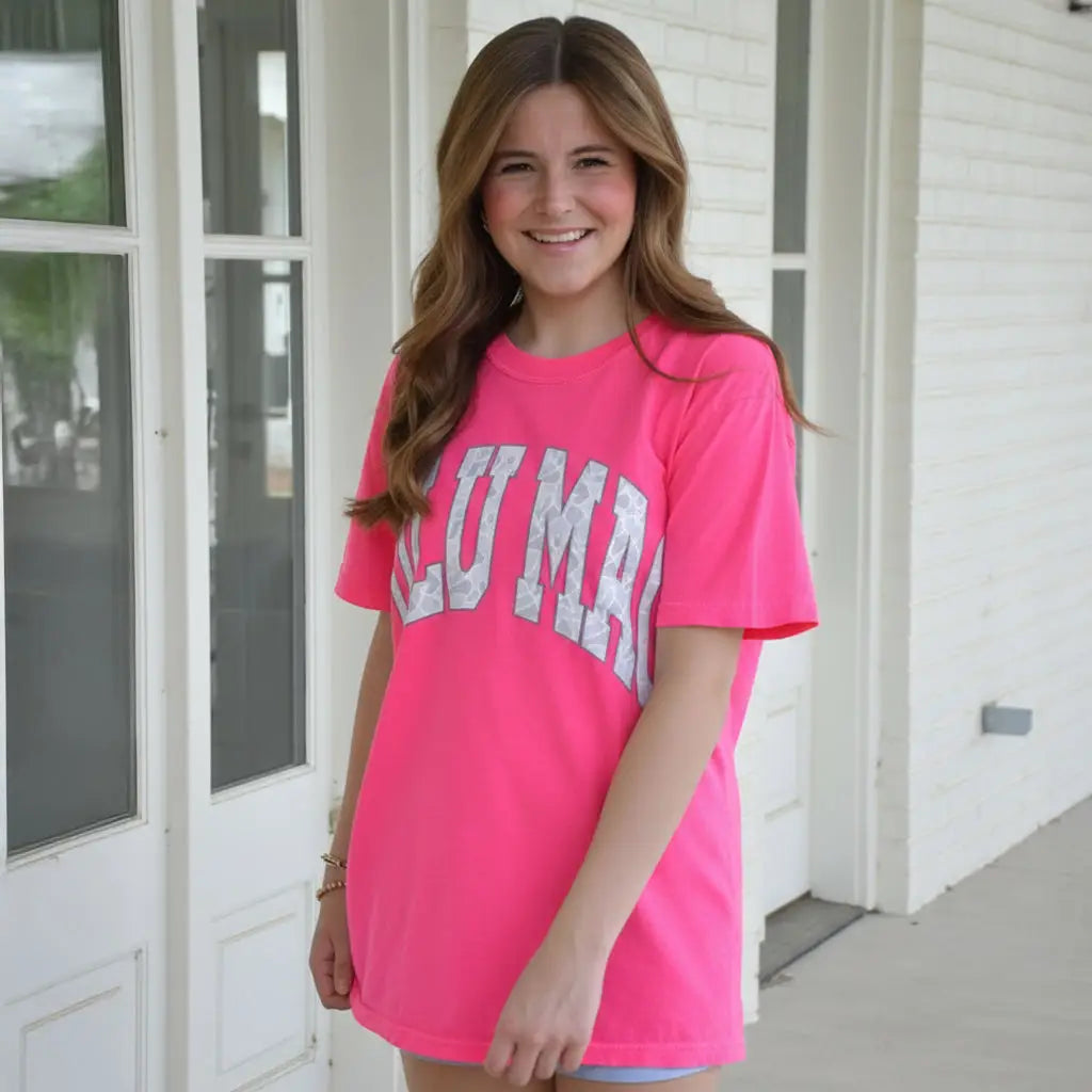 Lulu Mac Camo Tee - Neon Pink