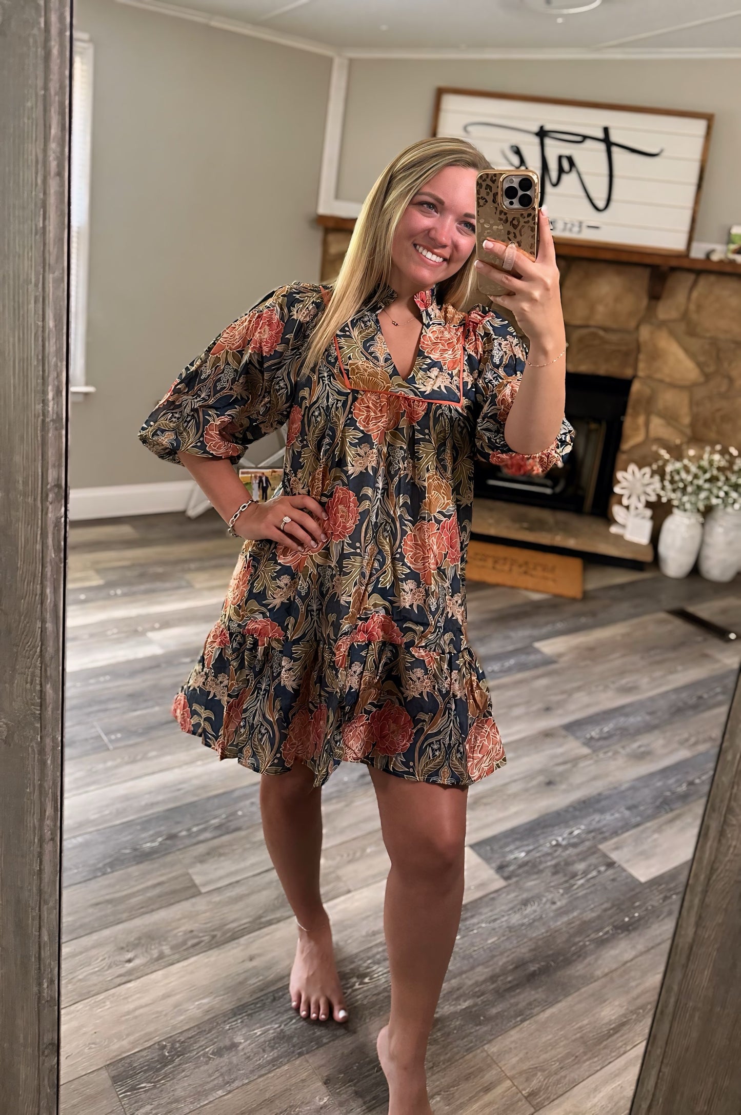 Autumn Bloom Dress - Navy Mix