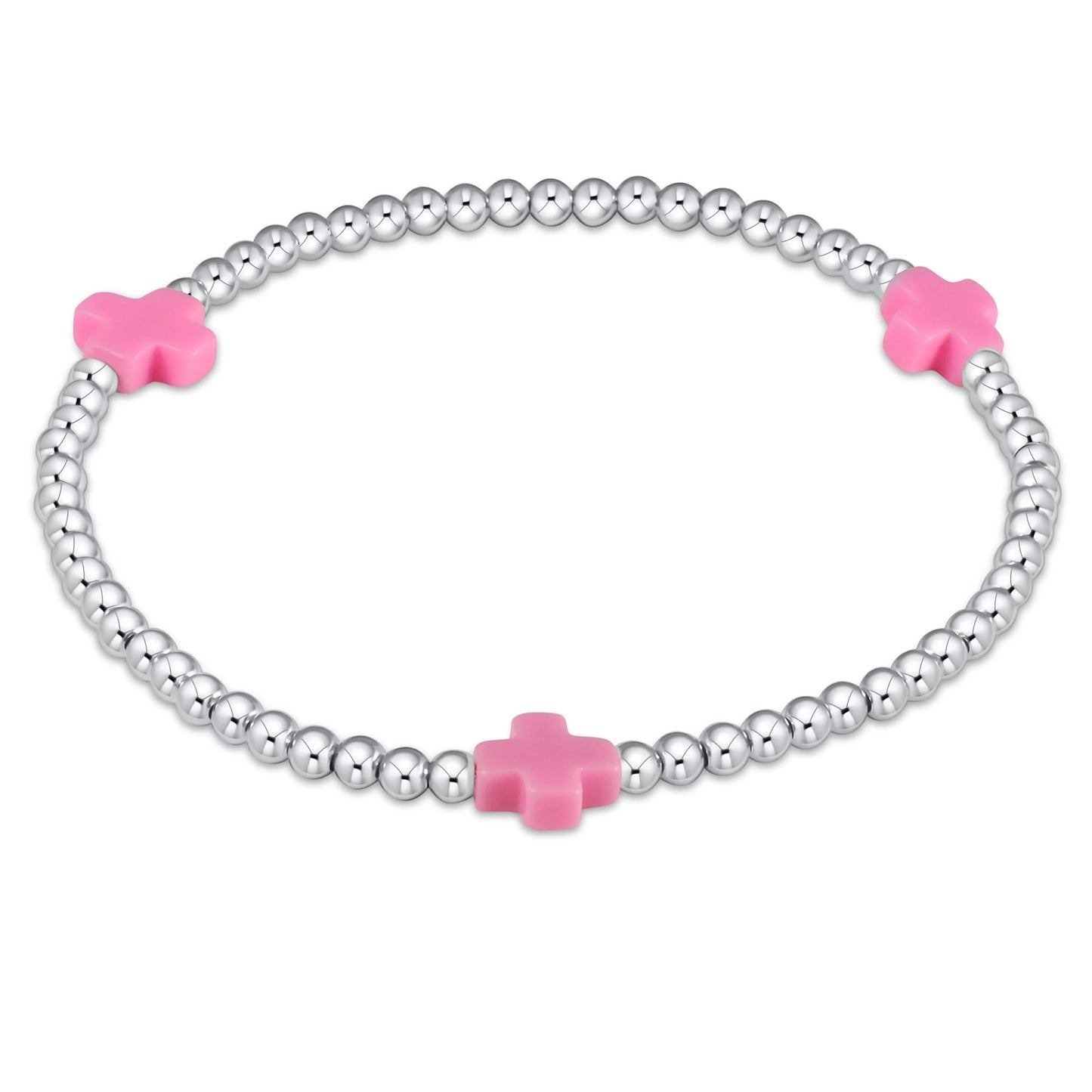 enewton Extends - Signature Cross Sterling Pattern 3mm Bead Bracelet - Bright Pink