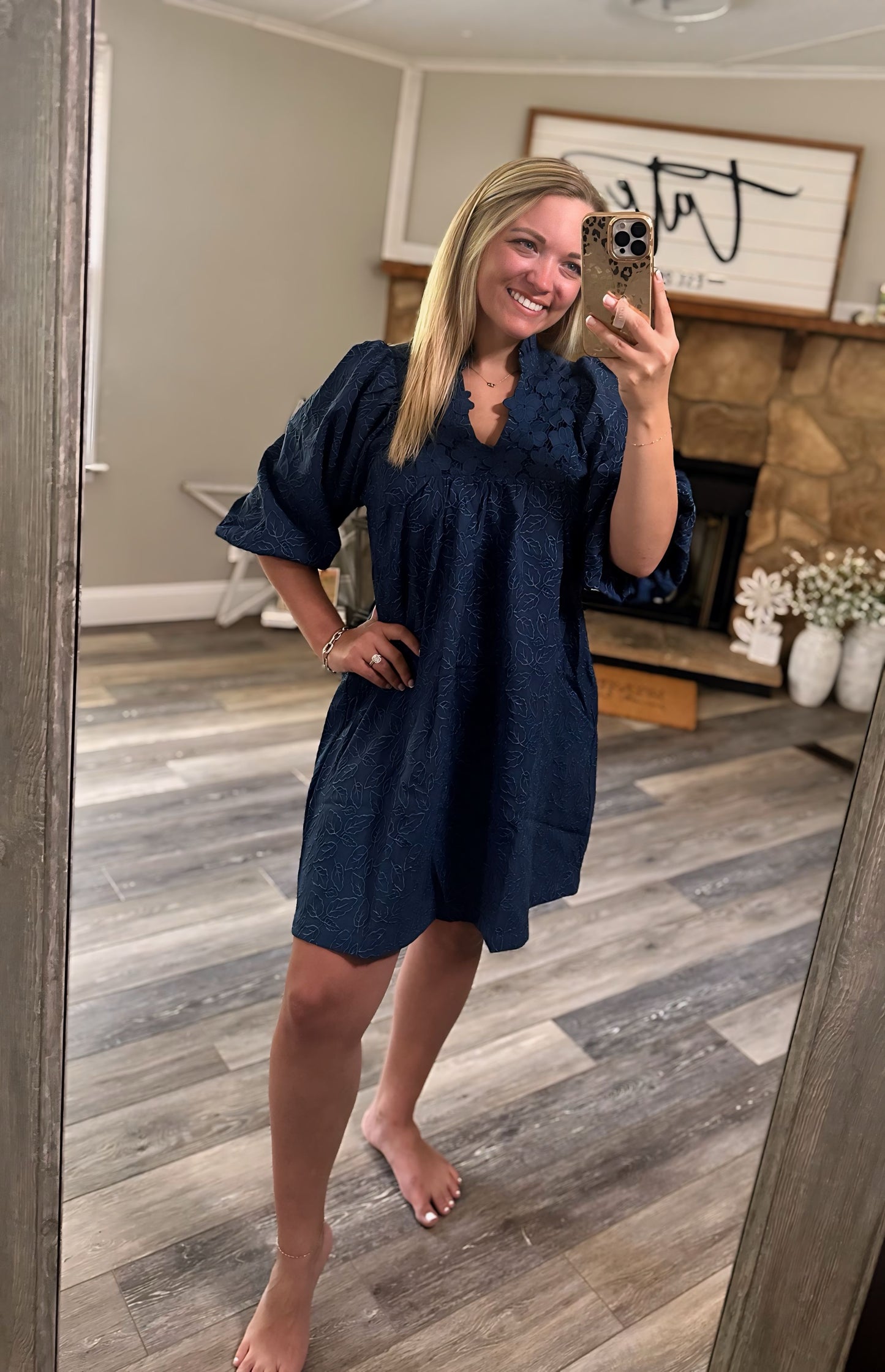 Twilight Petals Dress - Navy