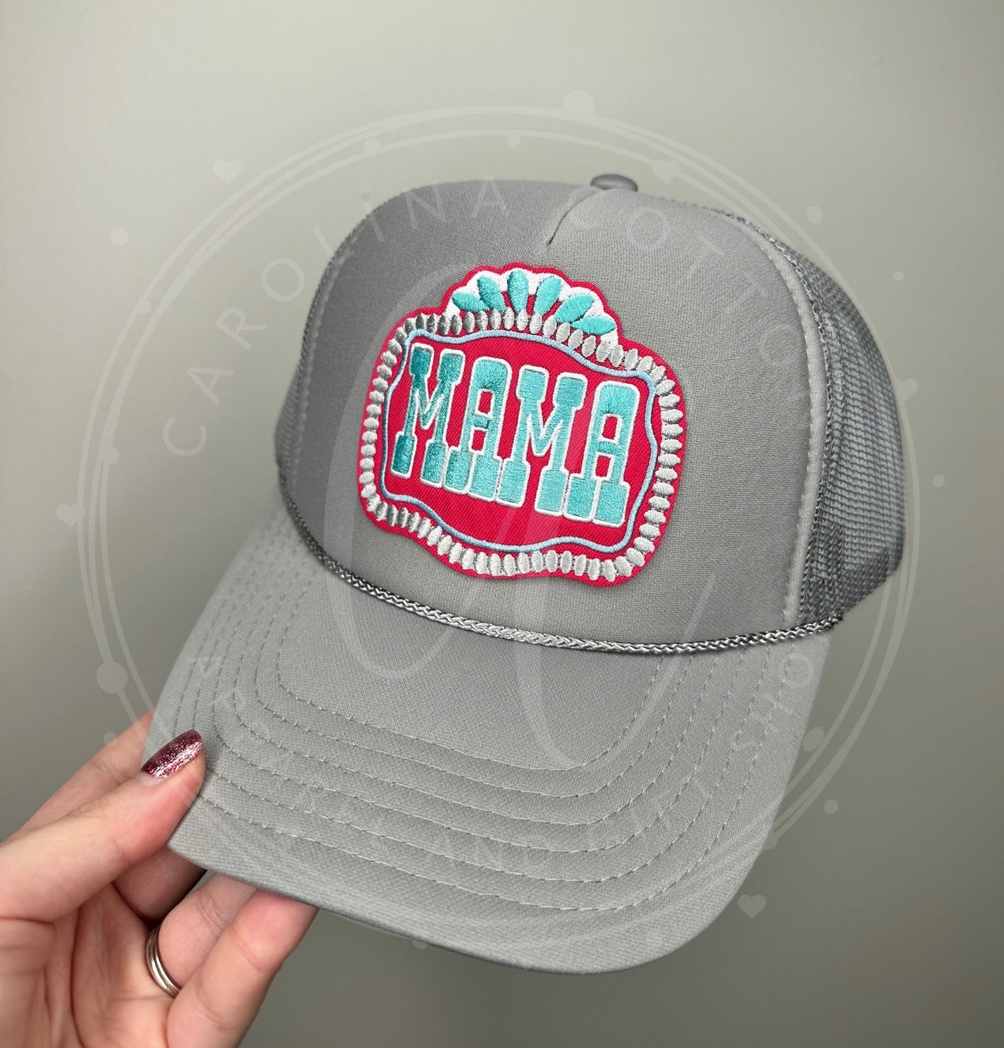 Pink Western Mama-Grey Trucker Hat