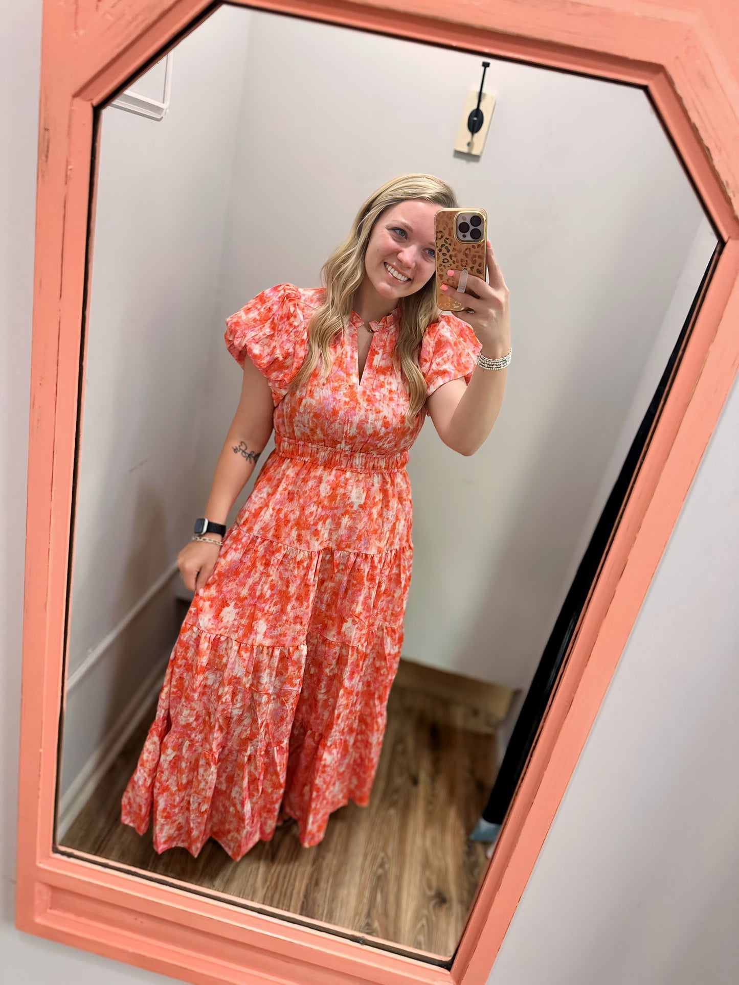 Lana 2.0 Dress - Orange/Pink Floral
