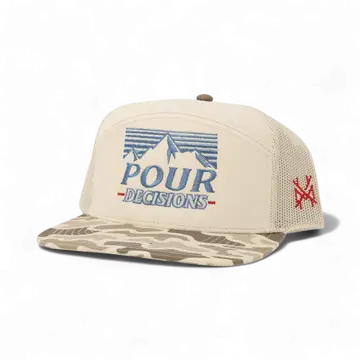 Pour Decisions Trucker Hat - 7 Panel Desert/Natural
