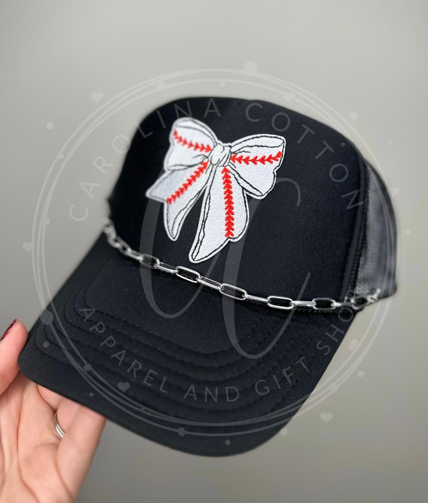 Baseball Bow-Chain-Black Trucker Hat