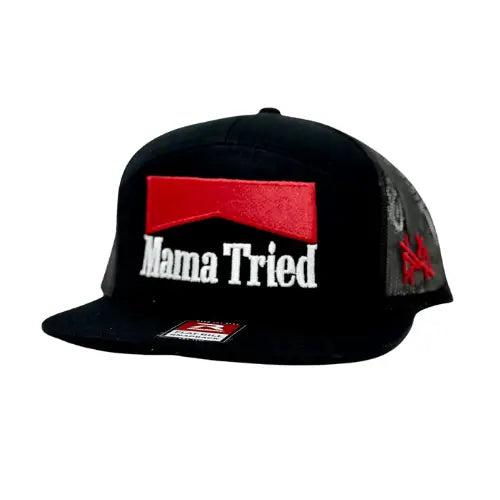 Mama Tried - Cowboy Killer Trucker Hat - 7 Panel Black