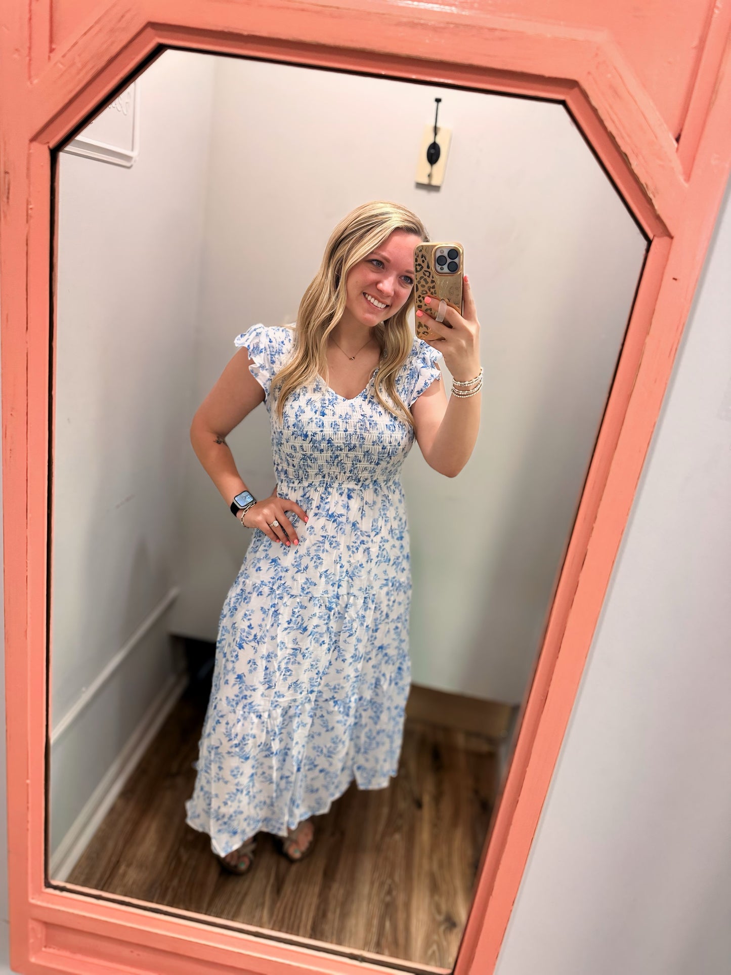 For The Love Of Blues Floral Dress - Blue Multi