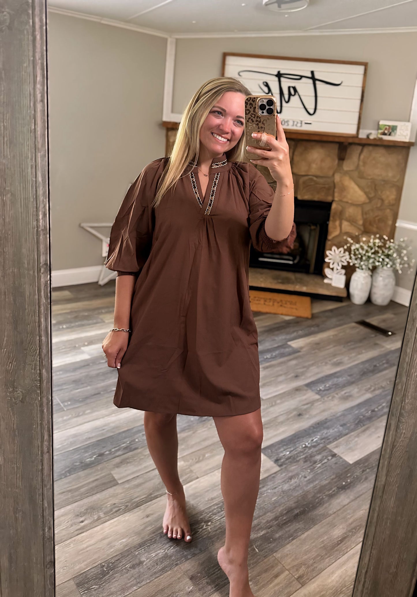 Leopard Latte Dress - Mocha
