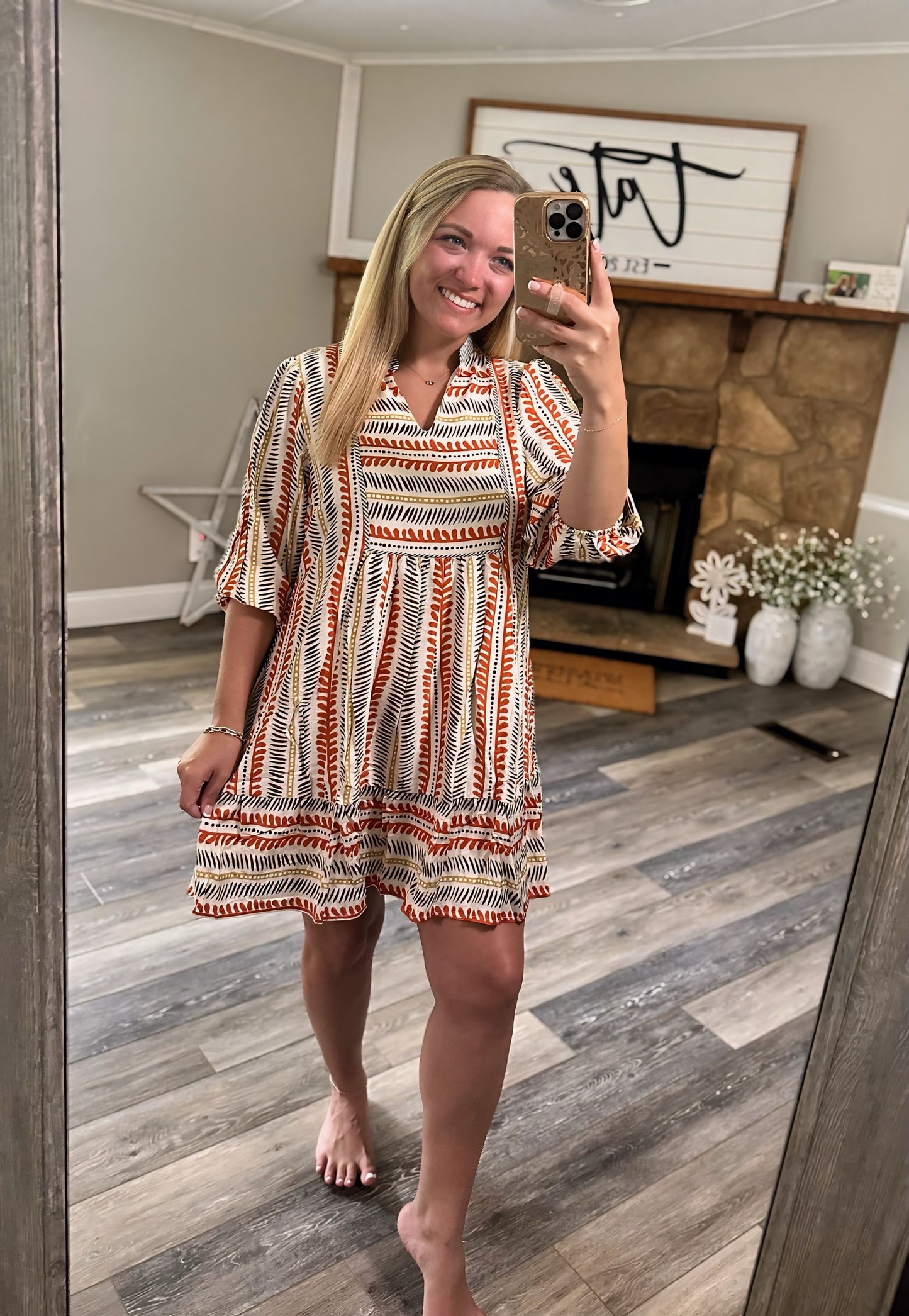 Crisp Fall Morning Dress - Rust Mix