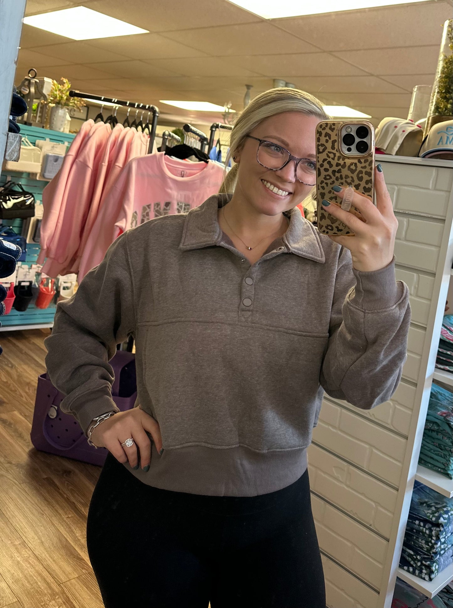 The Lounge Snap Sweatshirt - Walnut