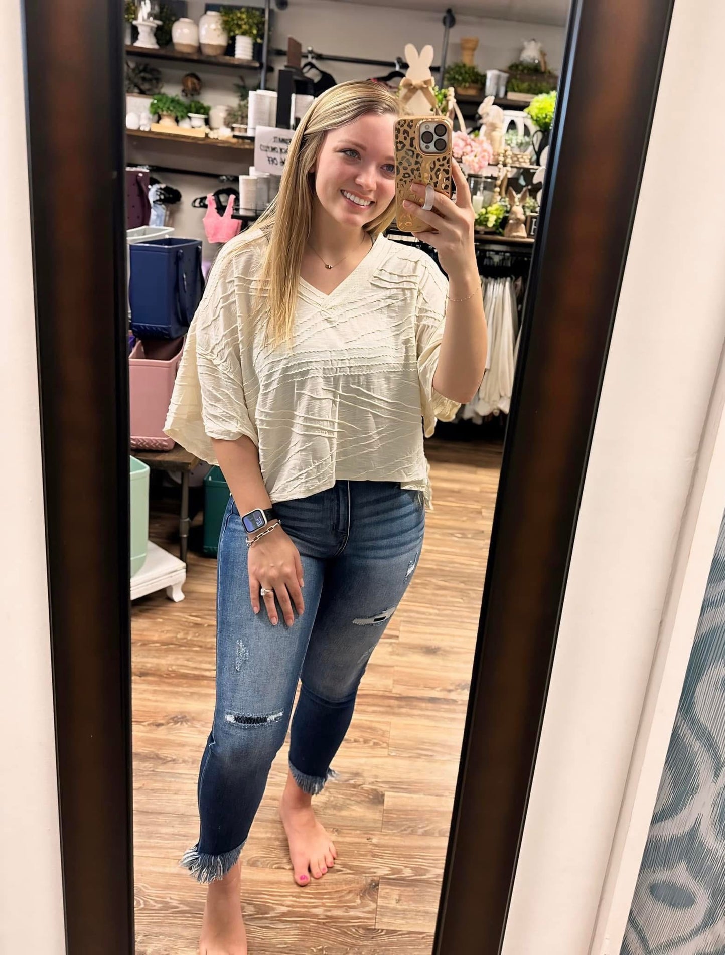 Oaklee Textured Top - Cream