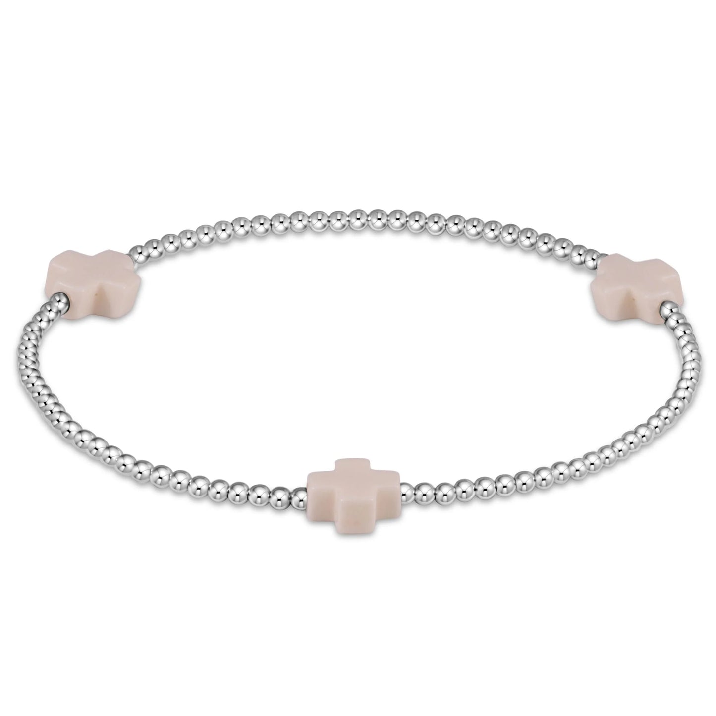 Signature Cross Sterling Pattern 2mm Bead Bracelet - Off-White