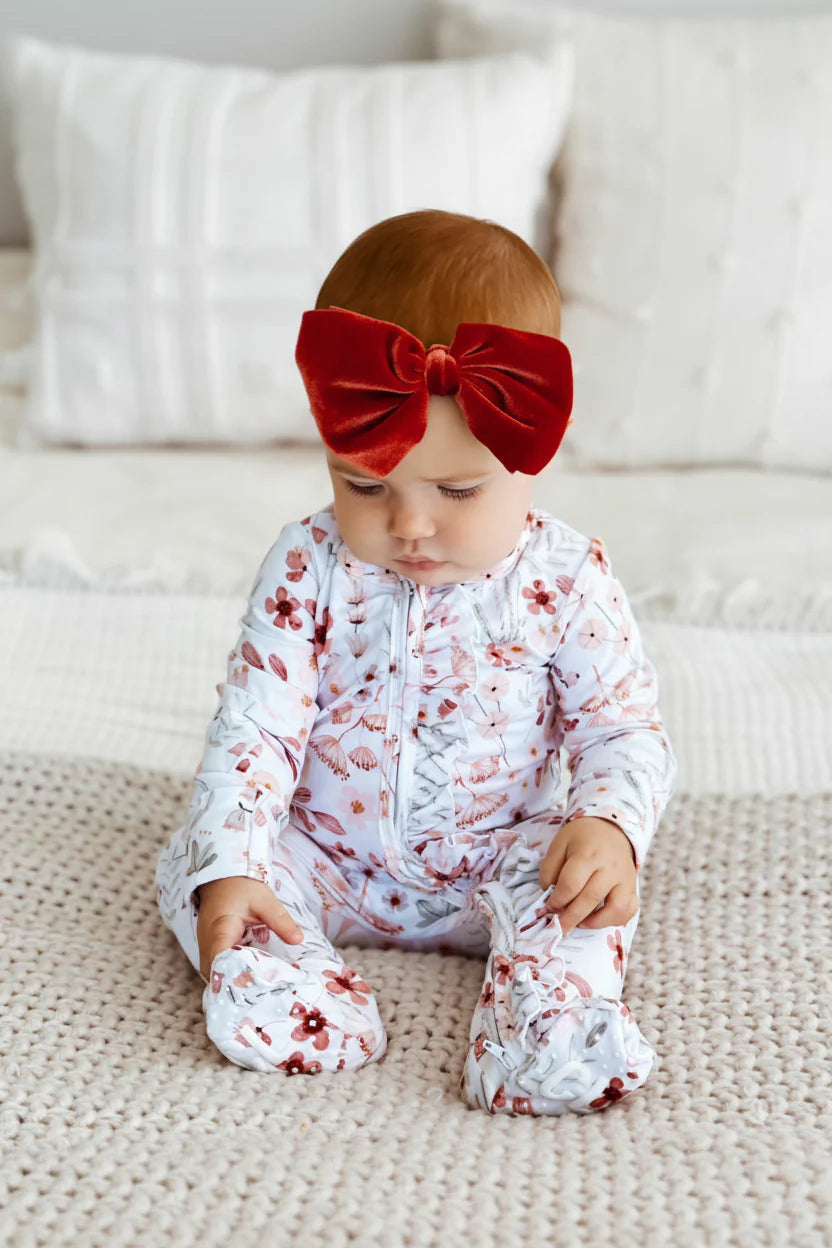 Wren's Wildflower Ruffle Zipper Footies