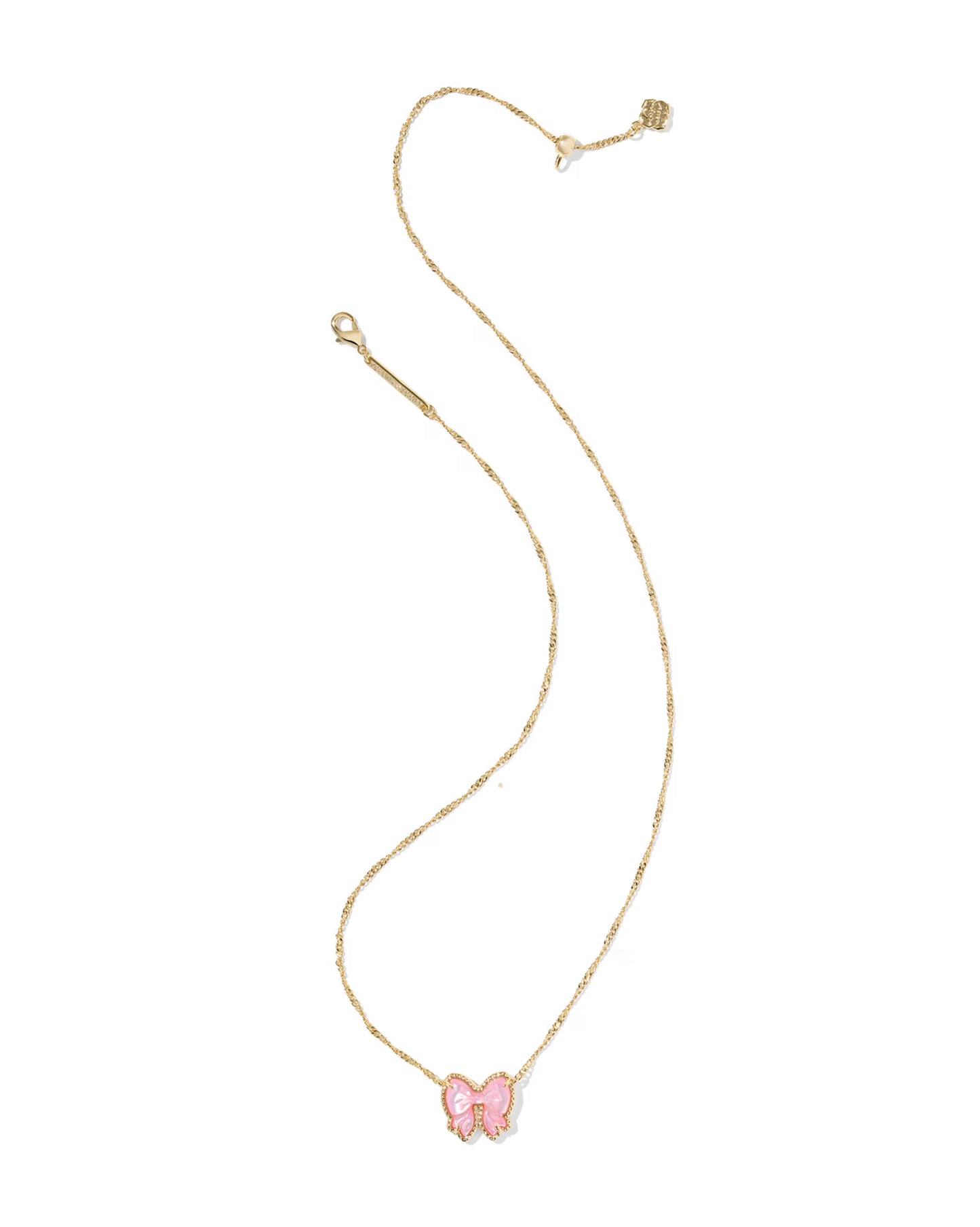 Haley Bow Short Pendant Necklace Gold Blush Mother of Pearl