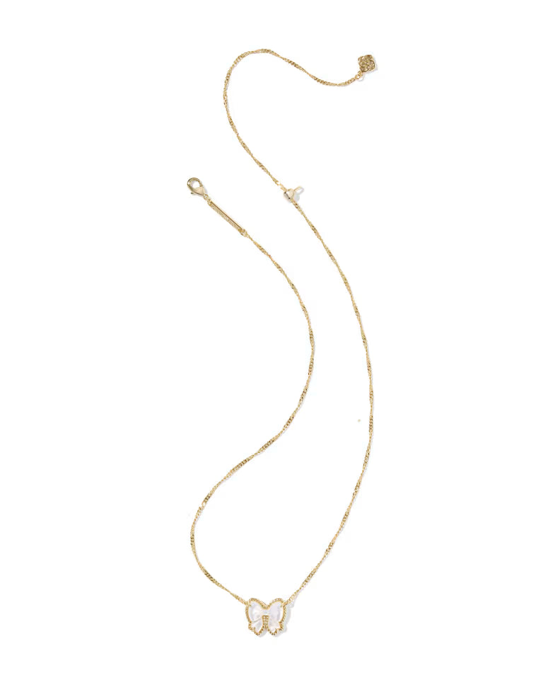 Haley Bow Short Pendant Neck Gold Ivory Mother of Pearl
