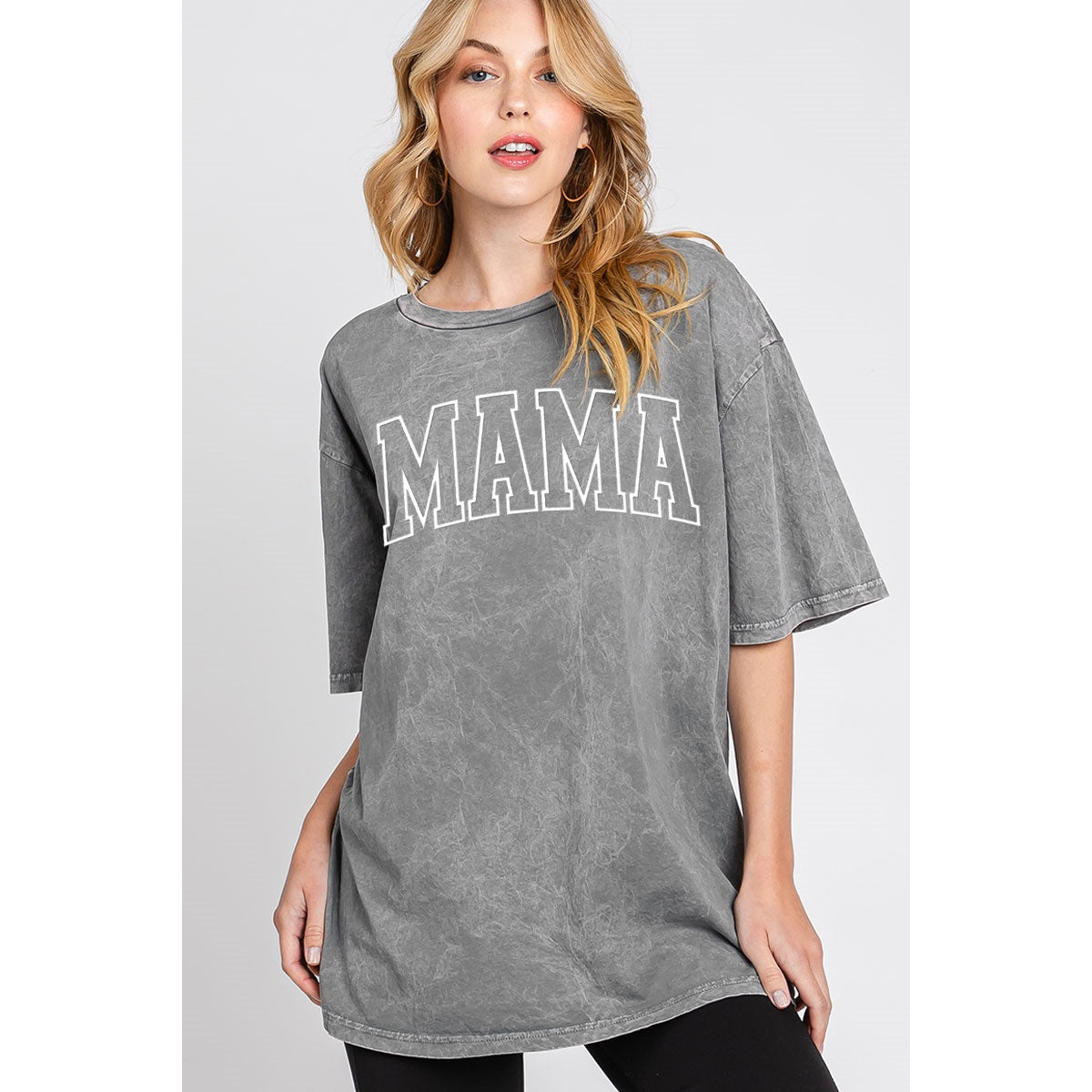 Mama Puff Print Oversized Tee - Grey