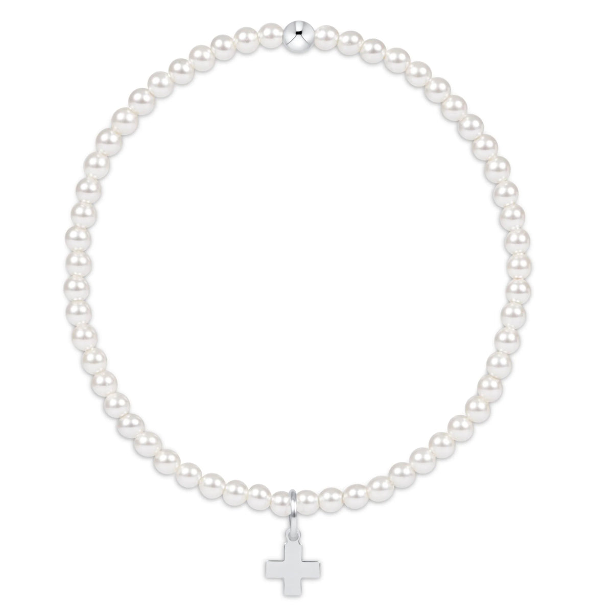 Classic Pearl 3MM Bead Bracelet - Signature Cross Sterling Charm