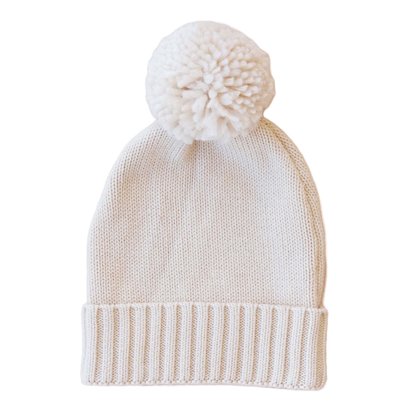 Knit Baby Pom Pom Beanie - Sand