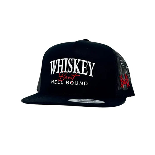 Whiskey Bent and Hell Bound Tailgate Trucker Hat - Flat Bill Black