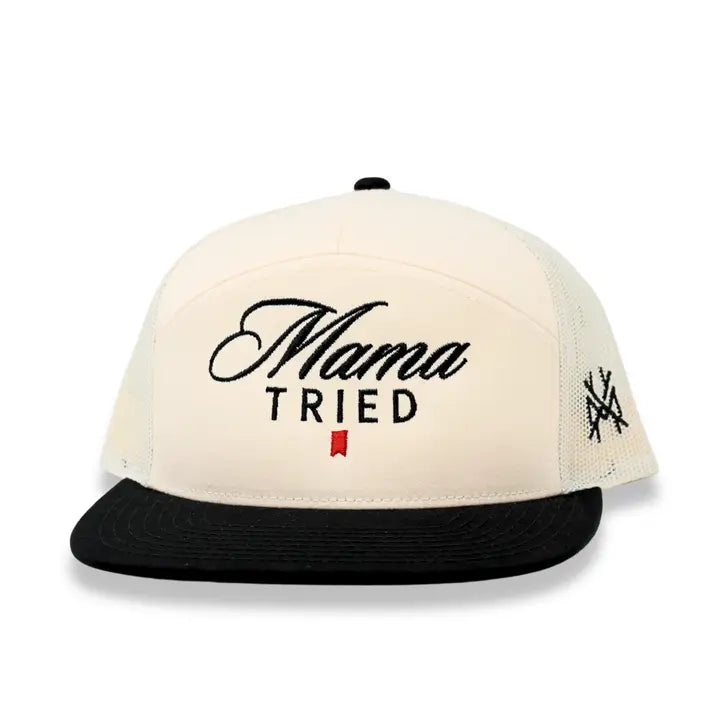 Mama Tried Ultra Trucker Hat - 7 Panel Black/Natural