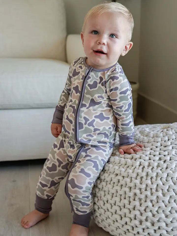 Convertible Bamboo Zip Romper | Camo Cutie