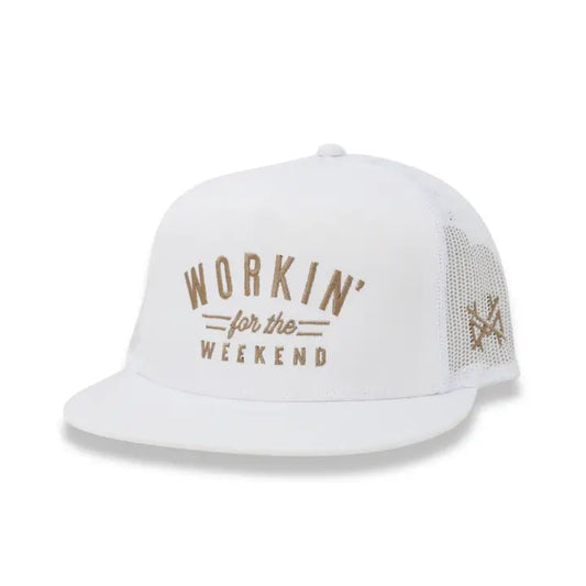 Workin' for the Weekend Trucker Hat - Flat Bill White