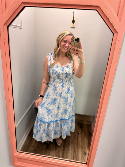 Sweet Blues Floral Dress - Blue Multi