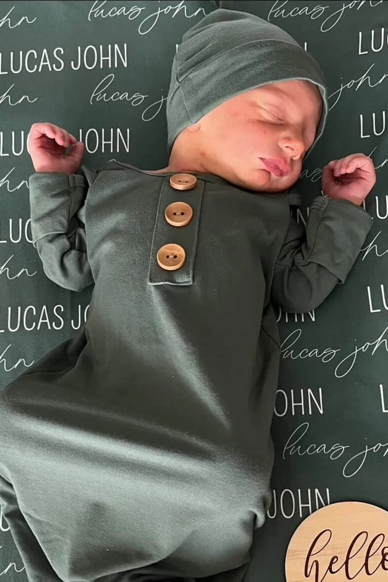 Emerald Bamboo Knotted Gown & Hat