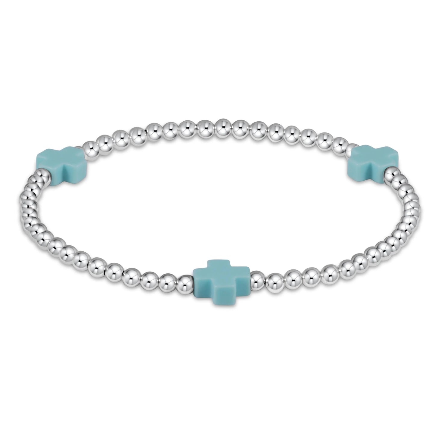 enewton Extends - Signature Cross Sterling Pattern 3mm Bead Bracelet - Turquoise