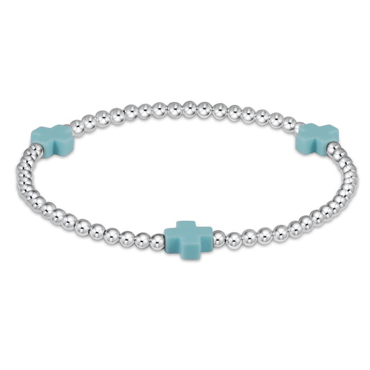 enewton Extends - Signature Cross Sterling Pattern 3mm Bead Bracelet - Turquoise