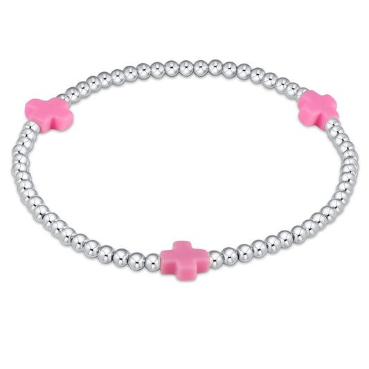 enewton Extends - Signature Cross Sterling Pattern 3mm Bead Bracelet - Bright Pink