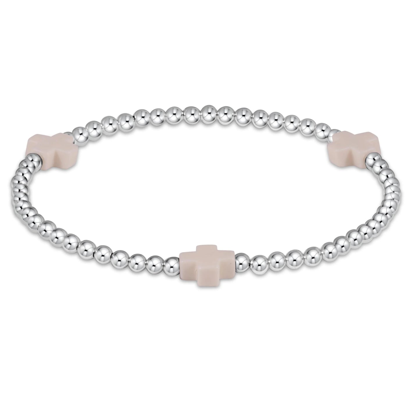 enewton Extends - Signature Cross Sterling Pattern 3mm Bead Bracelet - Off White