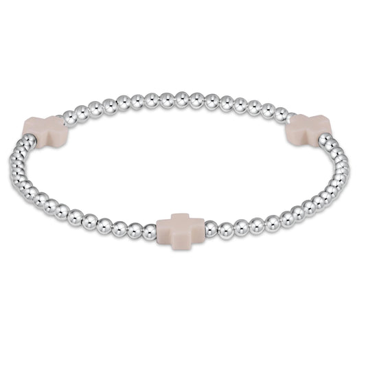 enewton Extends - Signature Cross Sterling Pattern 3mm Bead Bracelet - Off White