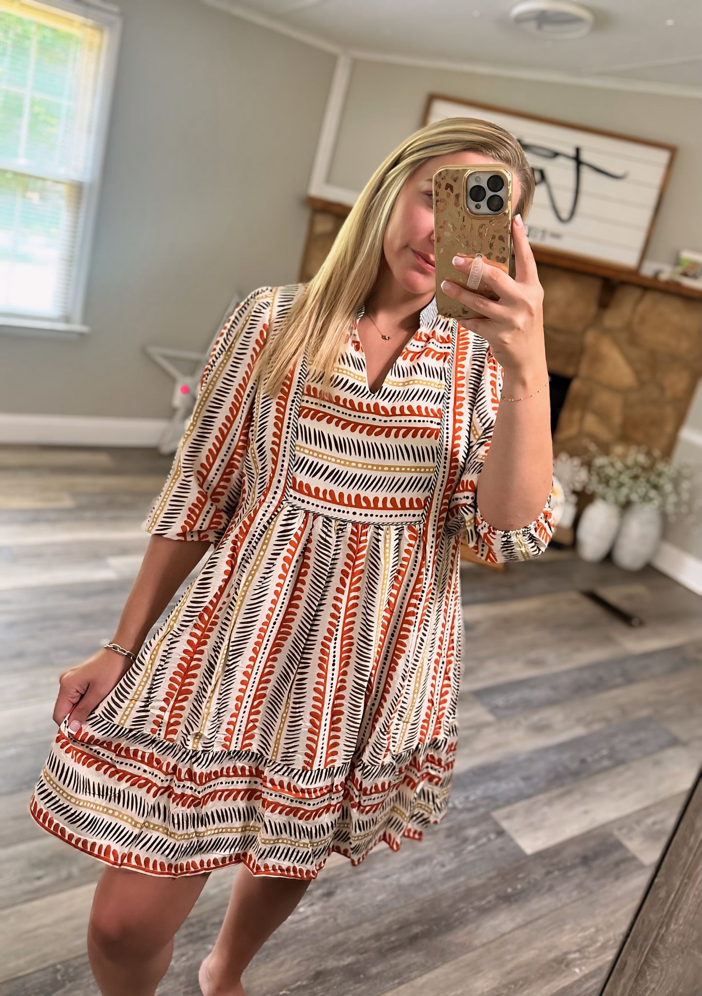 Crisp Fall Morning Dress - Rust Mix
