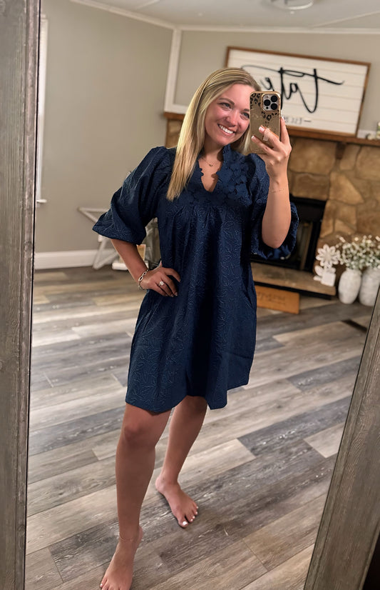 Twilight Petals Dress - Navy