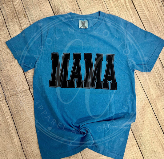 Mama Distressed Comfort Colors Graphic Tee - Blue
