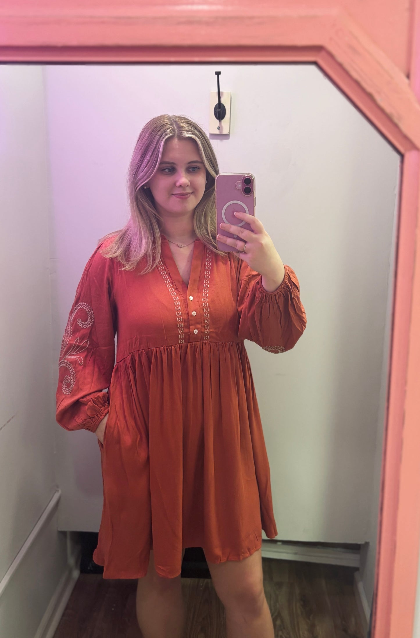Autumn Whisper Dress - Rust