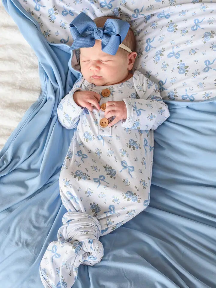 Newborn Baby Knot Gown & Hat Set | Tied in Blooms