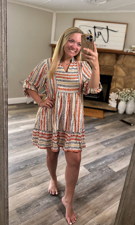 Crisp Fall Morning Dress - Rust Mix