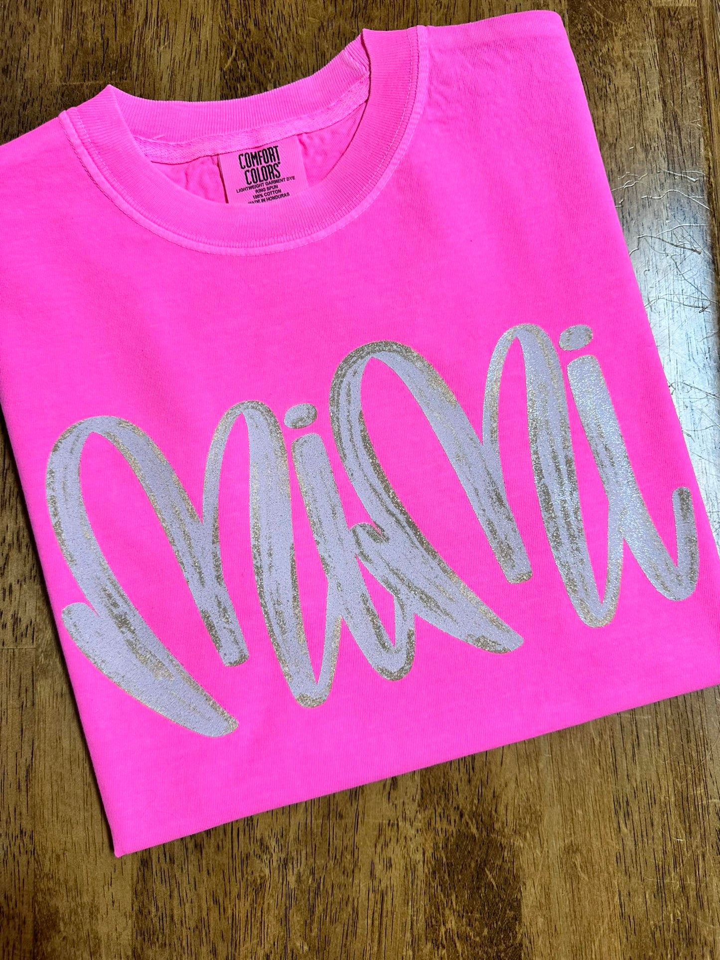 Mimi Glitter Tee - Neon Pink