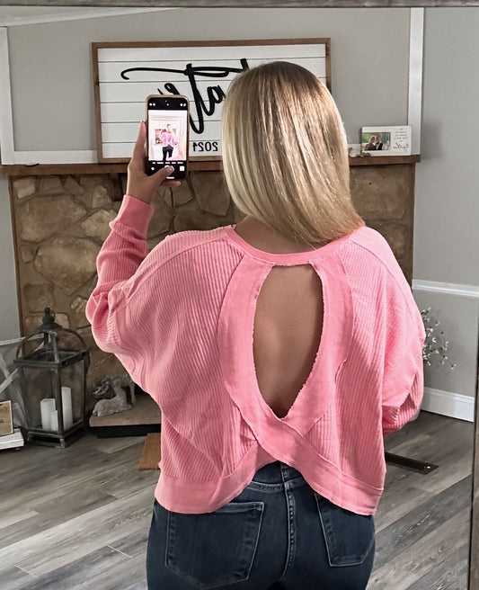 Free Motion Open Back Top - Taffy Pink