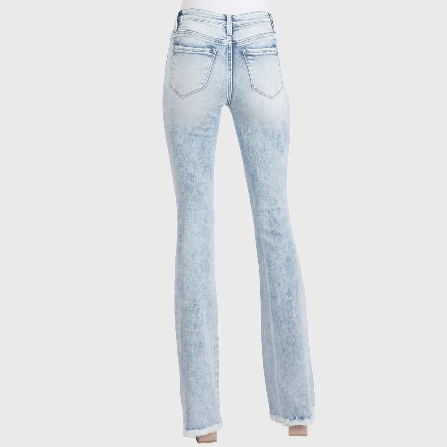 Jaylen Petite Mid Rise Distressed Stretch Flare
