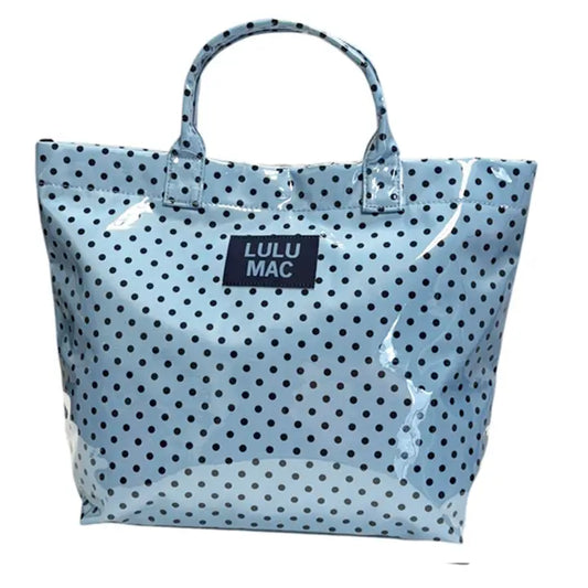 Lulu Mac Tote Bag - Light Blue/Navy Dot