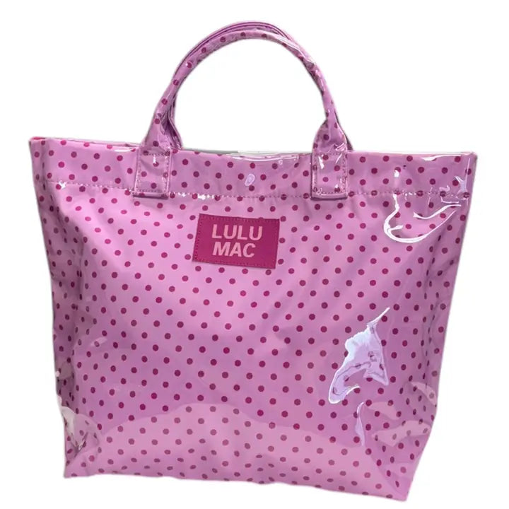 Lulu Mac Tote Bag - Light Pink/Hot Pink Dot