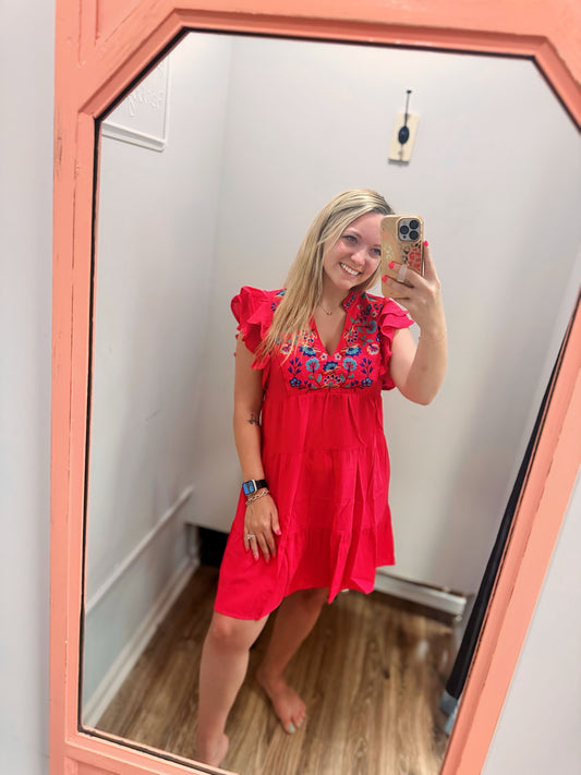 Bloomin' Good Time Dress - Hot Pink