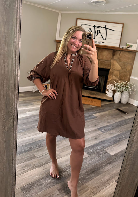 Leopard Latte Dress - Mocha