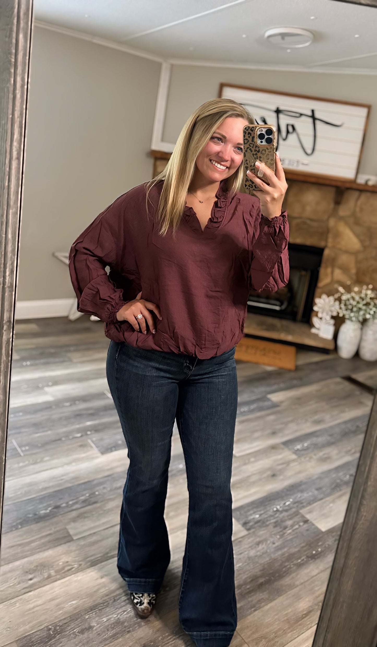 Falling For Merlot Top - Merlot
